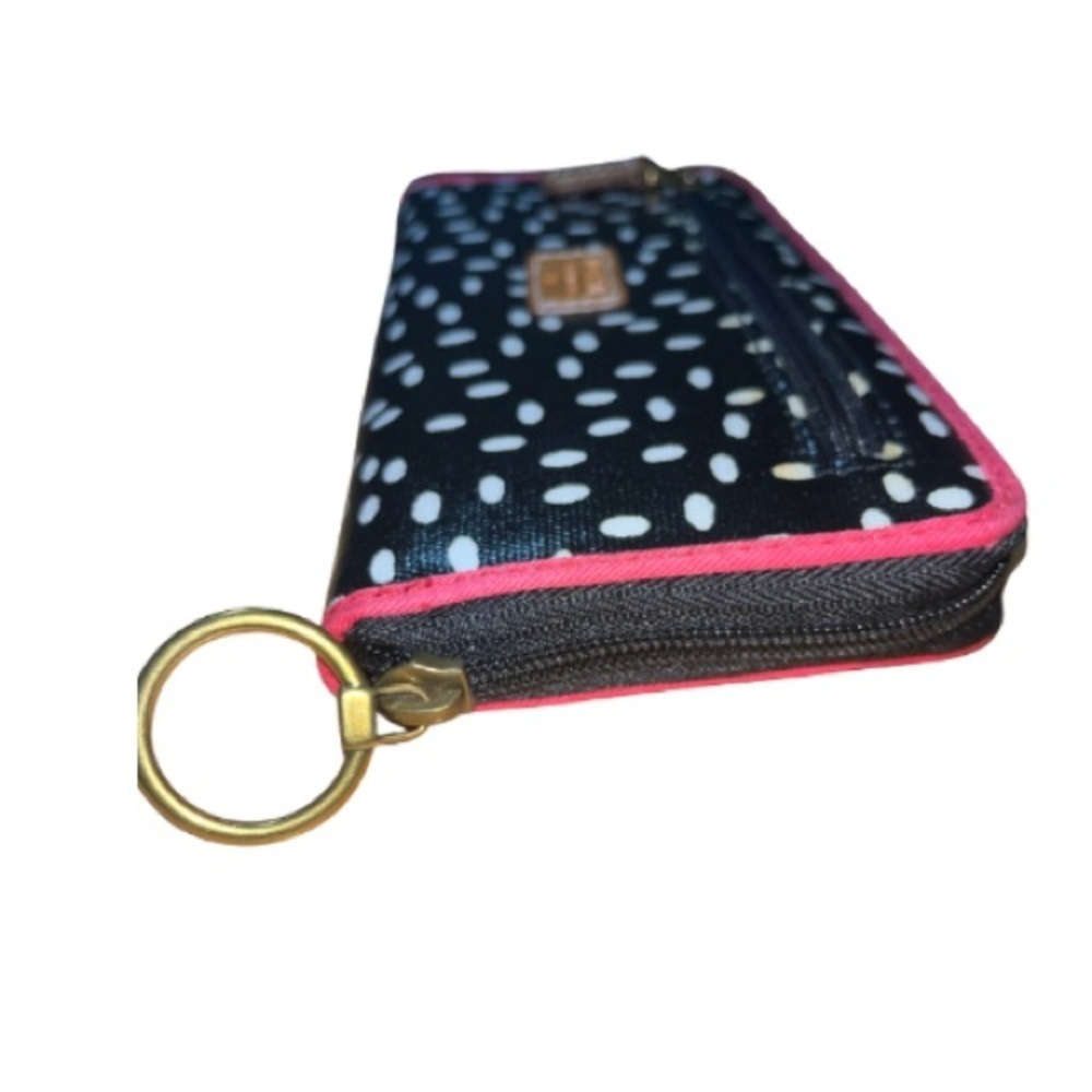 NWOT Fossil Black Mini Dot Key Per Zip Around Long Wallet - Picture 4 of 12